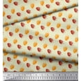 thumbnail image 2 of Soimoi Yellow Cotton Poplin Fabric Triangle & Strawberry Fruits Print Sewing Fabric Yard 56 Inch Wide, 2 of 3