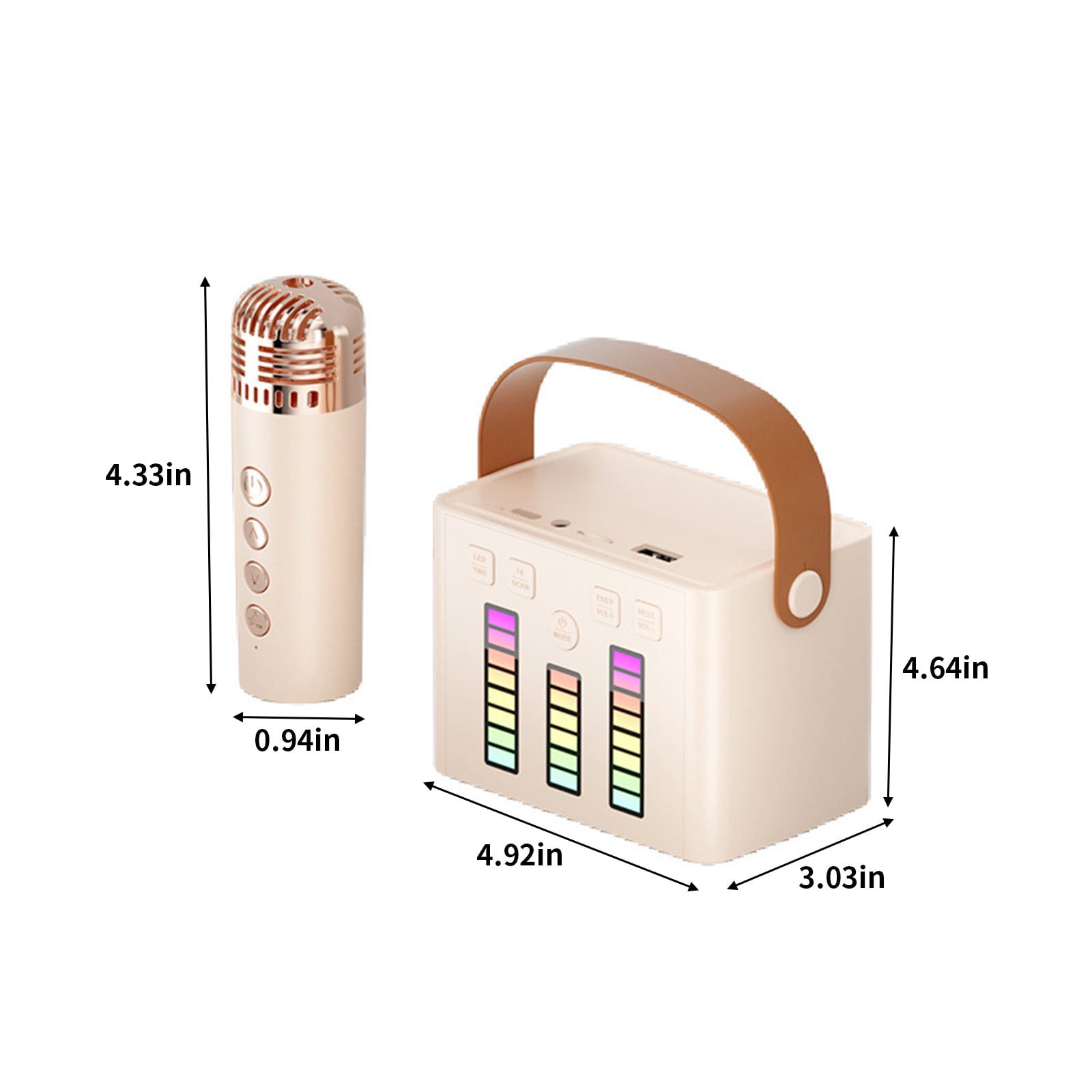 Nkmbld Bluetooth Speakers Wireless Karaoke Sound System with Microphone, Bluetooth Speaker LED Pickup Light, Multiple Light Transformations, Outdoor Speaker, Graduation Gift, White