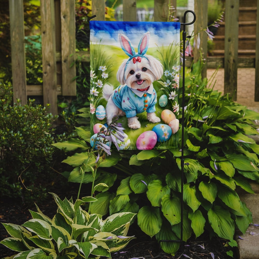 Maltese Easter Egg Hunt Garden Flag 11.25 in x 15.5 in