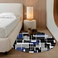 thumbnail image 2 of Round Rugs 4 Ft, Navy Blue Black Geometric Non Slip Area Rugs for Kitchen Bedroom Entryway, Modern Color Block Abstract Washable Carpet Runner Rug Floor Mats for Bedroom Home Decor, 2 of 8