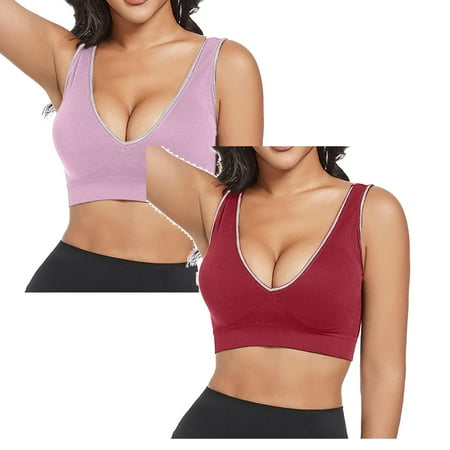LUOGENLI Women s Bras No Underwire Push Up Women s Front Side Buckle Lace Edge without Steel Ring Movement Seamless Gathering Adjustment Yoga Sleep Large Bra Women Bralette Set XXL