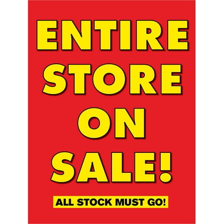 Entire Store On Sale Retail Display Sign, 18