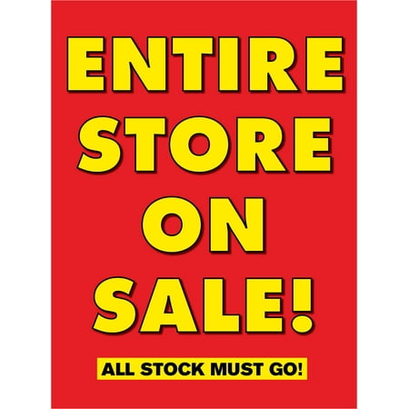 - Entire Store On Sale Retail Display Sign, 18