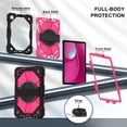 thumbnail image 3 of ELEHOLD Rugged Hybrid Case for T-Mobile Revvl Tab 2 2025 10.1-inch,with Built-in Kickstand 360° Rotating Handstrap Pencil Holder Crossbody Shoulder Strap Shockproof Heavy Duty Case,Black/Rose, 3 of 9