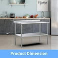 thumbnail image 2 of Ktaxon 48" x 24'' Stainless Steel Worktables Workbenches, Commercial Work Table for Prep, with Backsplash, for Kitchen, Restaurant, Home, Hotel, 2 of 4