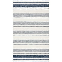 SAFAVIEH Striped Kilim Cailyn Striped Cotton Area Rug, Ivory/Navy, 4' x 6'