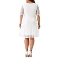 thumbnail image 3 of GRACE & GRANDEUR Robe de Cocktail pour Femme Grande Taille Col en V Mariage Dentelle Évasée Midi Robes 3X Blanc, 3 of 6