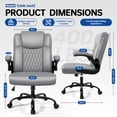thumbnail image 5 of Waleaf Leather Office Chair,Wide Seat Small Computer Desk Chair Ergonomic Mid-Back Executive Chair with Back Support for Short People,Gray, 5 of 8