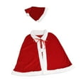 thumbnail image 1 of Capa de disfraz navideño, atuendo de invierno, capa de Papá Noel, vestido de terciopelo rojo con sombrero, 1 of 9