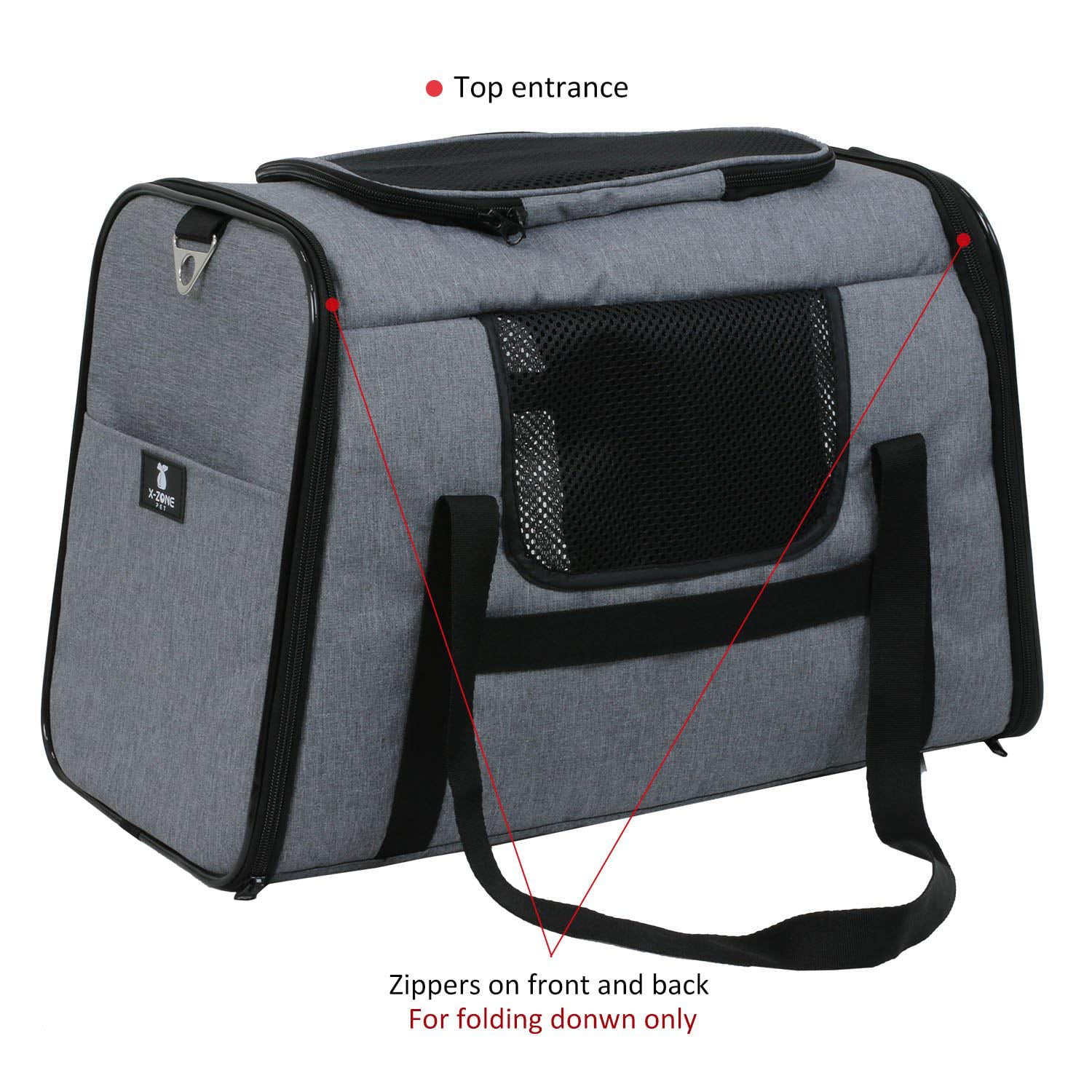 X-ZONE PET Airline Approved Pet Carriers,Comes with Fleece Pads Soft Sided Pet Carrier for Dog & Cat Large, Carbon Black 