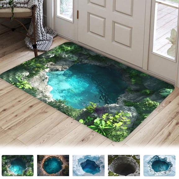 Yyuenw Bathroom Rugs, Visual Crystal Velvet Floor Mat Household Entryway Entryway Dirty-proof Decorative Floor Mat Bathroom Water-absorbent Foot Mat, Home Decor