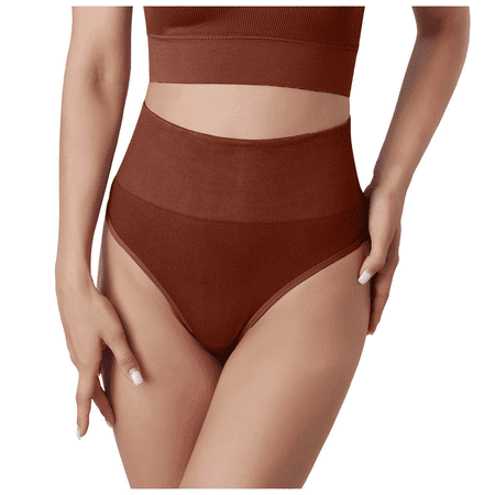 Fulorrnie Underwear for Women Seamless High Waist Comfort Panty Sport Band Moisture Wicking Panties Coffee XL