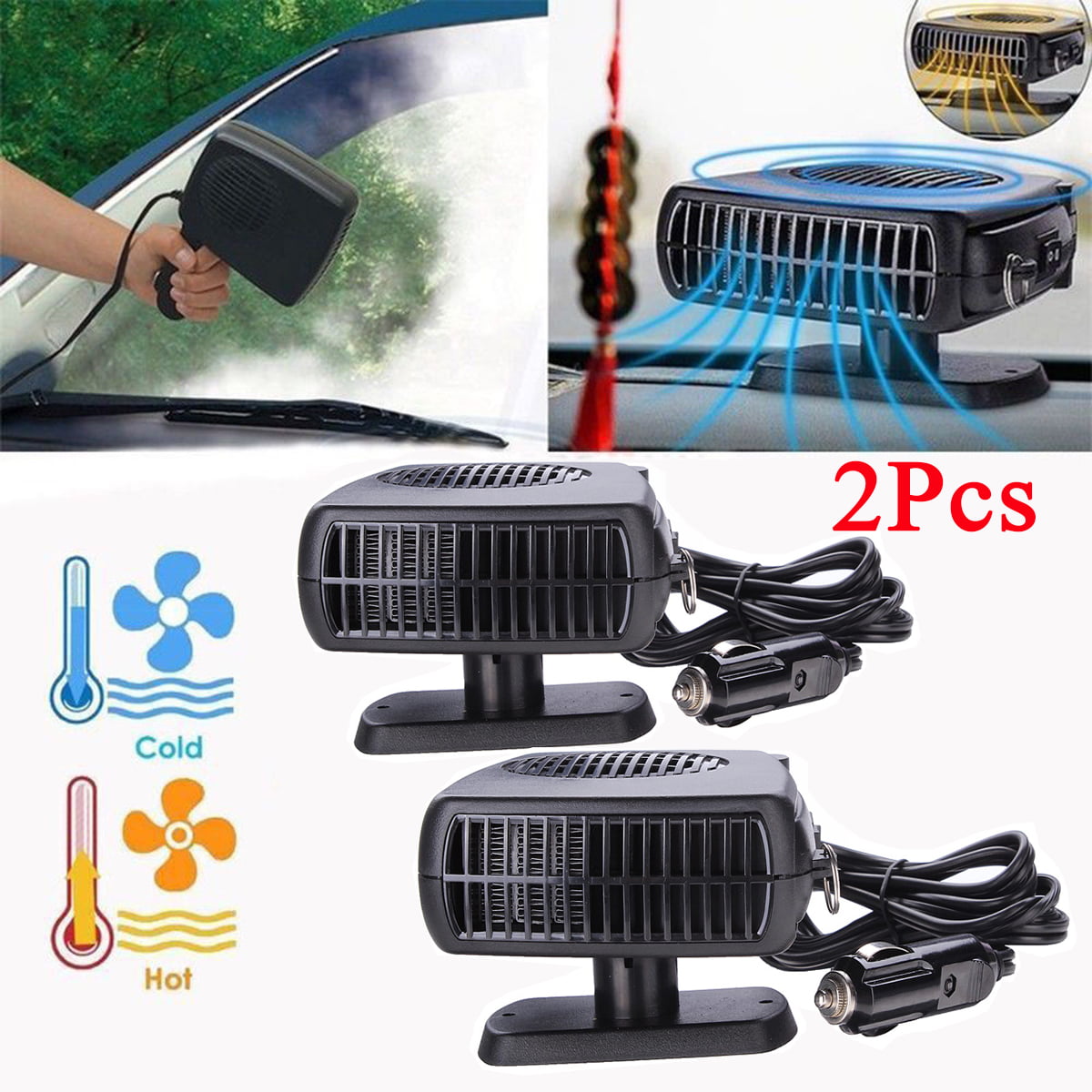 New Car Portable Ceramic Heater 12V Heating Cooling Fan Demister Defroster auto 