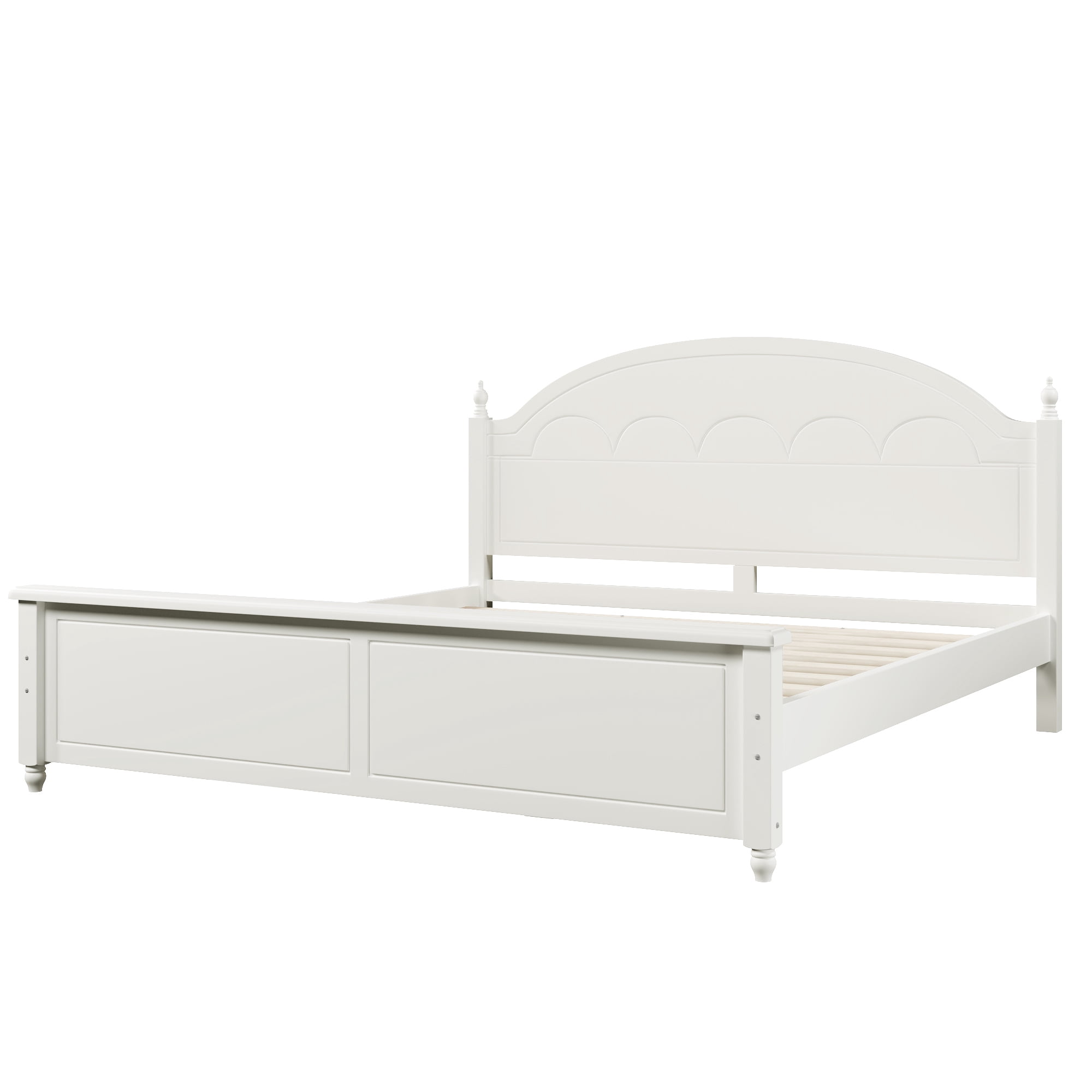 Euroco Wood Queen Size Platform Bed, White