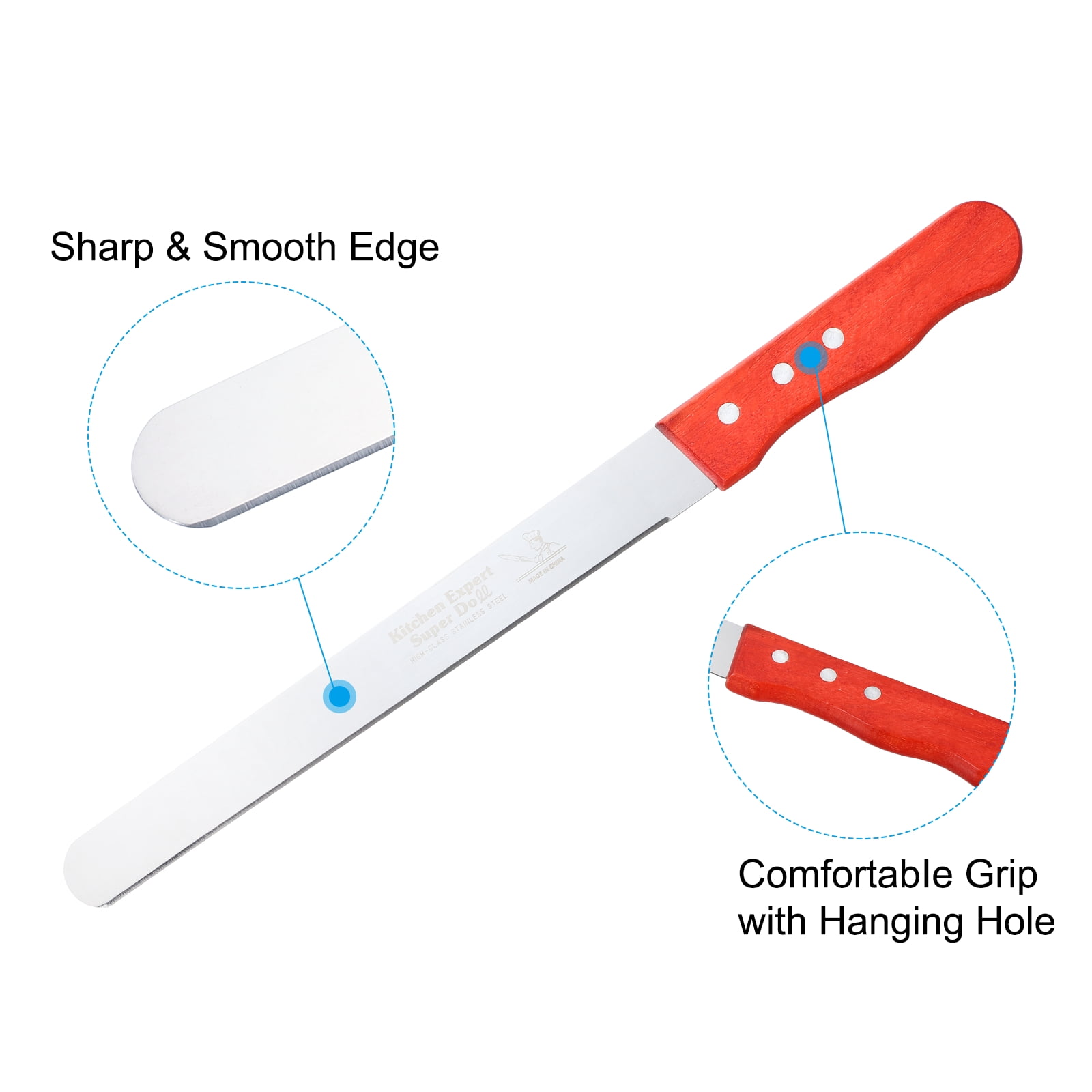 Floral Foam Knife, 3 Pcs 32.5, 37.5, 42.5 x 3.1CM Florist Professional Cutting Knife for Flower Foam Block Cake, Wooden Handle