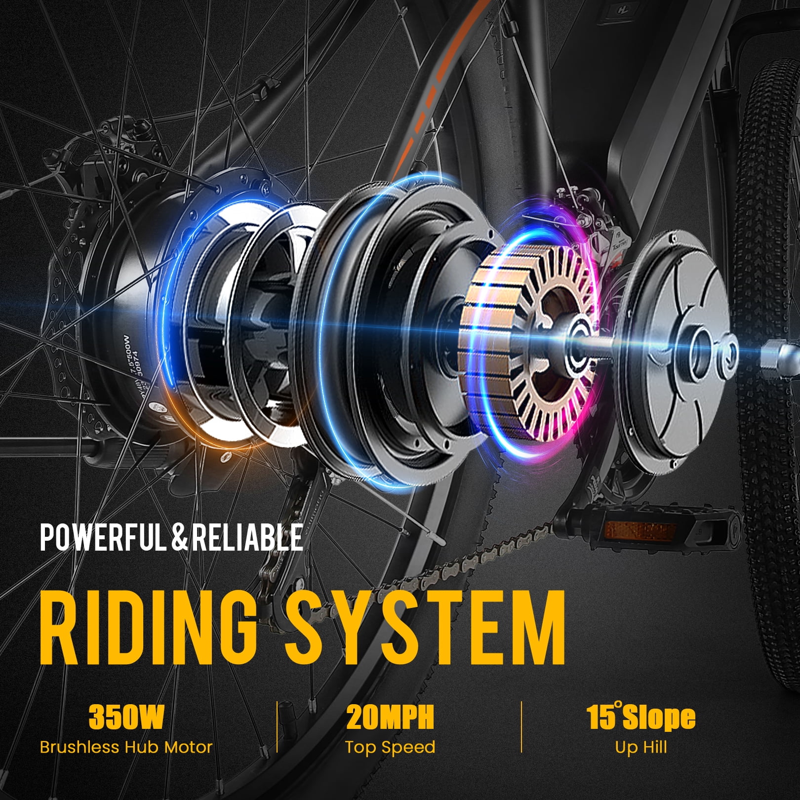 Elifine 26" Electric Bike for Adults 350W Electric Mountain Bike with 36V 10.4Ah Removable Battery, LCD, Lockable Suspension Fork, 5 Riding Modes, 21 Speed Commuter Ebike, UL2849