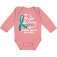 thumbnail image 3 of Inktastic Ovarian Cancer Awareness Brave and Strong with Arrows Boys or Girls Long Sleeve Baby Bodysuit, 3 of 5
