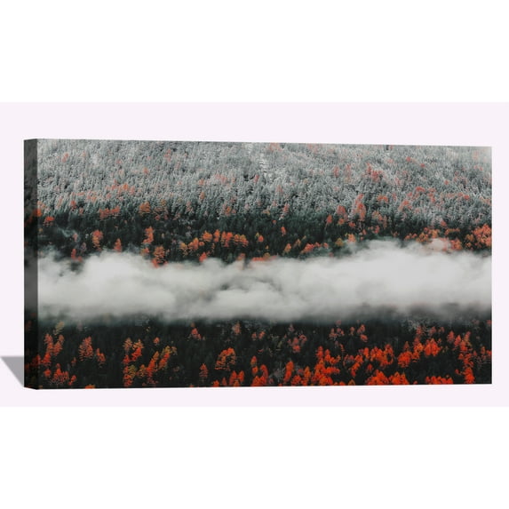 Orange Tress Autumn Forest Canvas Wall Art Colorful Autumn Framed Painting For Livingroom Office Bedroom Wall Decor Ready to Hang