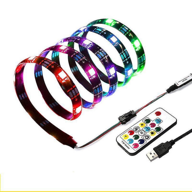 Tira de luces LED alimentada por USB, 6,56 pies/200 cm, tira de luz LED de color de sueño arcoíris con control remoto Rf para retroiluminación de TV, decoración de sala de juegos interior DIY