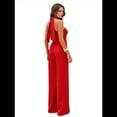 thumbnail image 3 of Mono para Mujer, Cuello Halter Cruzado, Pierna Recta, Mono Rojo Talla S, 3 of 8