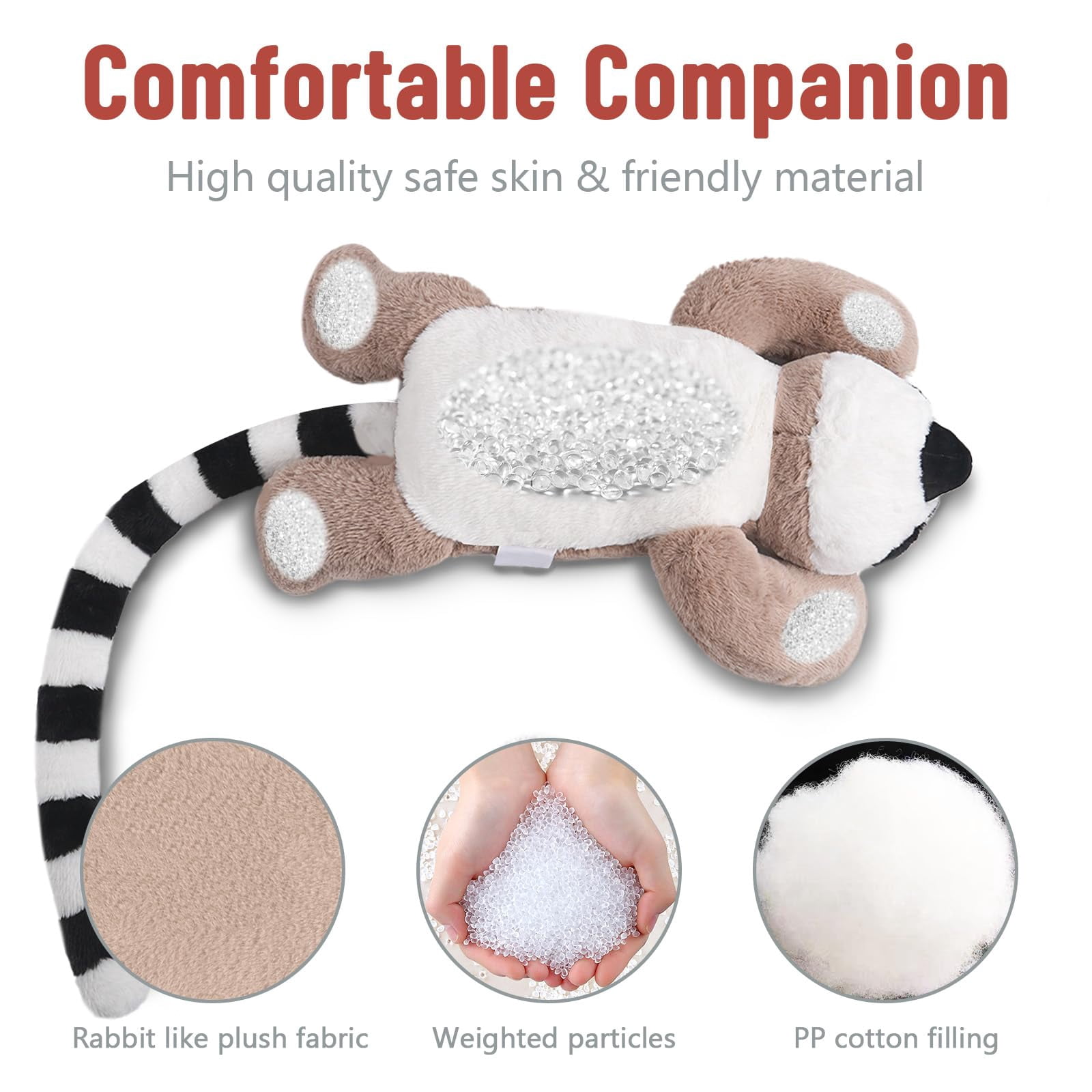 Niuniu Daddy Weighted Lemur Stuffed Animal- 20"Large Cute Plush Toys 3.3-Pound Giant Weighted Plushie Body Pillow with Soft Faux Fur, Gift for Kids, Adults & Girls, Thanksgiving Christmas Gift