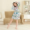 thumbnail image 3 of FORMRS Niños Bathrobe Unisex Hooded Robe Soft Plush Pajamas Sleepwear, Size 10-12T, Blue Triangles, 3 of 7