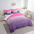 thumbnail image 4 of Manfei Glitter Stars Print Twin Bedding Sets 7-Piece, Pink Purple Sequin Print Bedding Comforter Set, Dreamy Galaxy Rainbow Reversible Sheet Sets, Lightweight Room Decor, 4 of 8