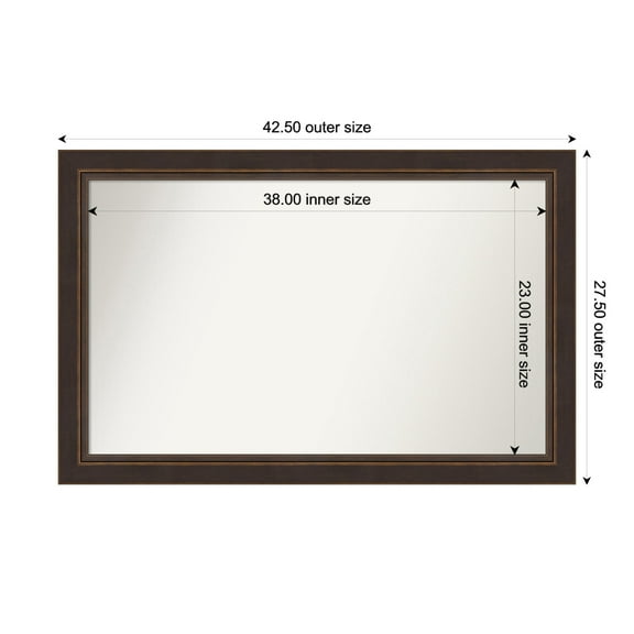 Amanti Art Custom Wall and Bathroom Mirror (27.5 x 42.5 in.), Lara Bronze Frame