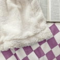 thumbnail image 3 of Sherpa Throw Blanket Fleece Blanket with Checkered Pattern Soft Thick Blanket for Couch, Bed, Sofa Luxurious Warm and Cozy for All Seasons (Purple, 50"x60"), 3 of 6