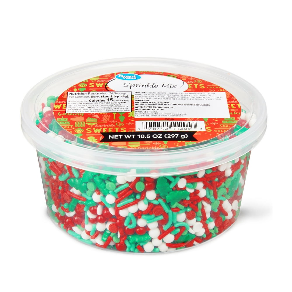 Great Value Christmas Tree Sprinkle Mix, 10.5 oz