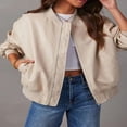 thumbnail image 3 of Veste en Cuir pour Femme à Manches Longues avec Fermeture Éclair Blouson Bomber, 3 of 6