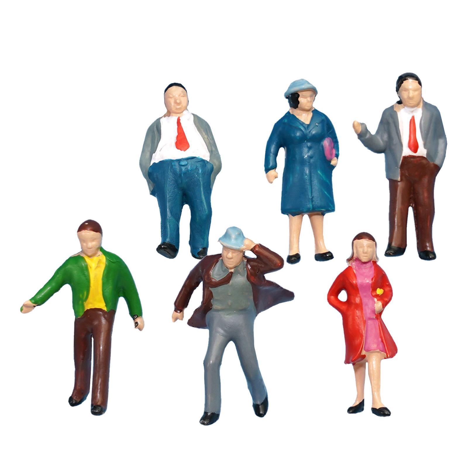 Dualoai 6 Pieces 1:87 HO Scale Figure Model Layout Collections Photo Props Men Women