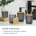 thumbnail image 4 of CERBIOR Bamboo Bathroom Accessory Set, 8 Pieces Bath Set- Practical Toilet Kit for Home Washing Room, Matte Black, 4 of 10
