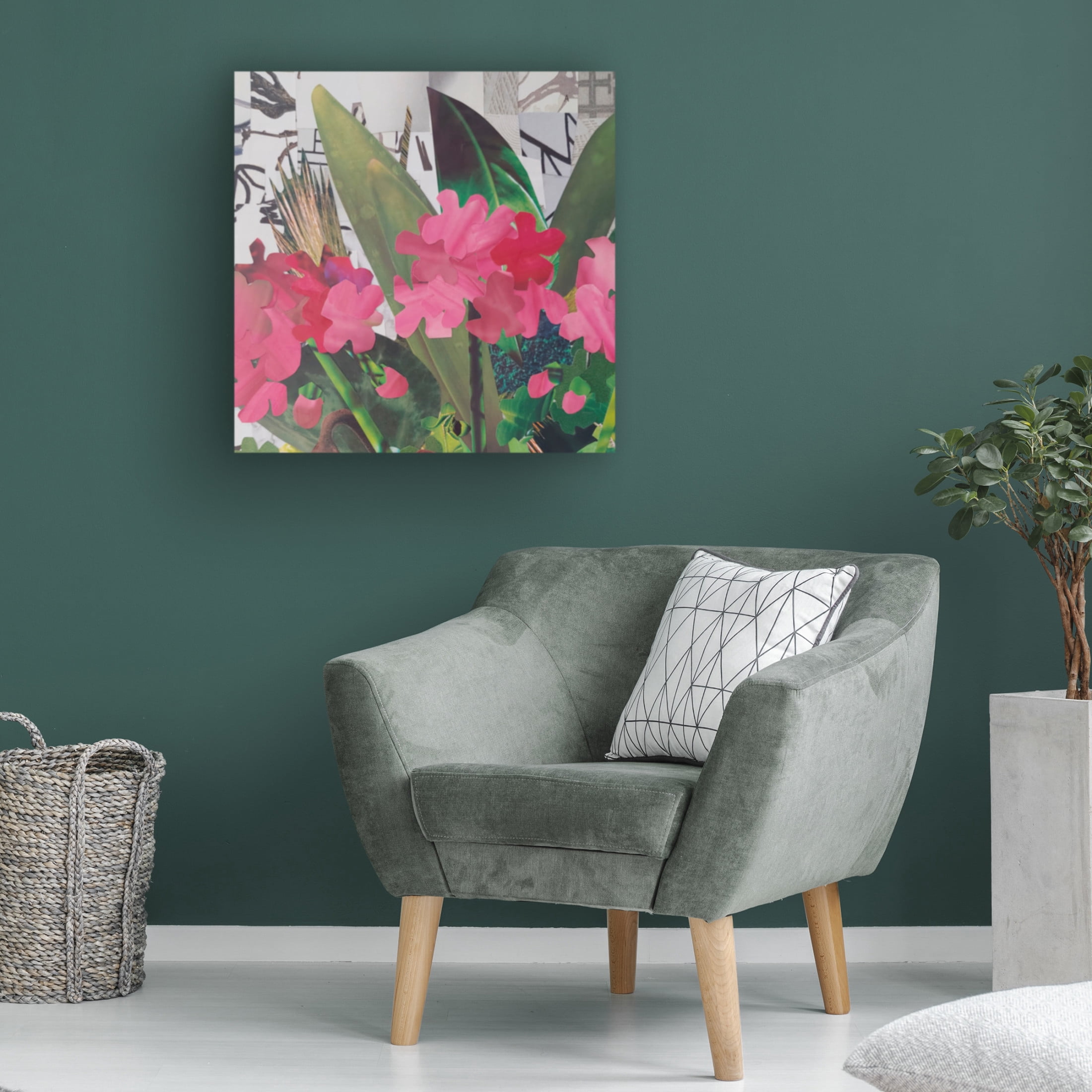 Canvas Wall Art - Coco Good 'Poolside Geraniums I' Wall Art for Living Room, Bedroom, or Office Décor by Trademark Fine Art - 24 x 24 Inches