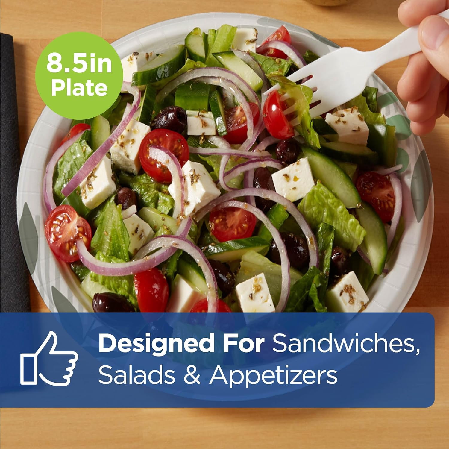 8.5" Medium-Weight Paper Plates by GP PRO (), Pathways, UX9WS, 500 Count (125 Plates Per Pack, 4 Packs Per Case)