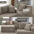 thumbnail image 4 of Aemeios Upholstery Corduroy Sofa Cloud Sectional Couch with L-Shape Chaise Modular Sofa No Assembly Required, Cream, 4 of 9