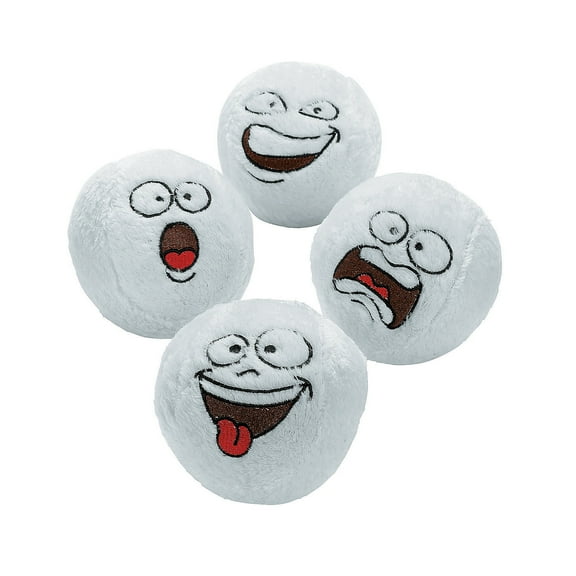 Bulk Funny Face Plush Snowballs, Toys, Christmas, 144 Pieces
