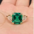 thumbnail image 5 of Hitanshu Jewels Green Cubic Zirconia Asscher Cut Women's 3-Stone Band Ring 14k Yellow Gold Plated, 5 of 6