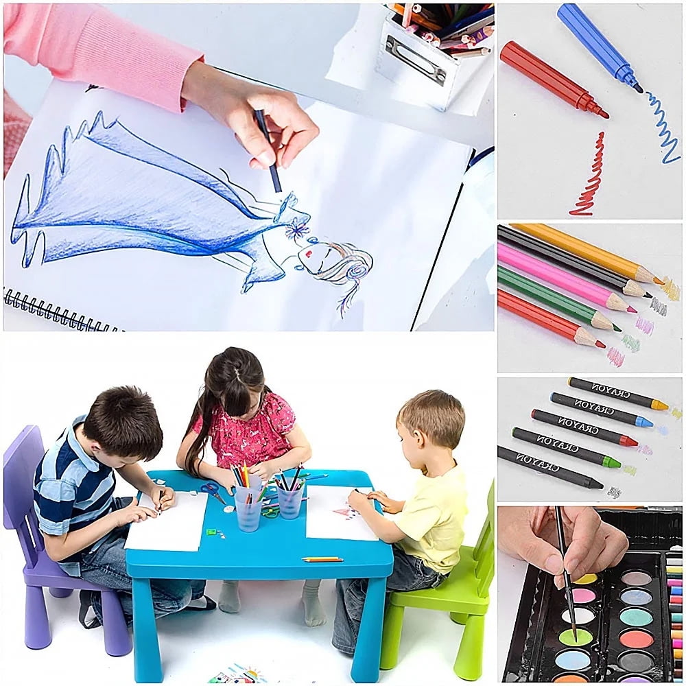 NOGIS 150 Pcs Kids Art Set, Painting Kits for Kids Ages 4-8, Non-Toxic Art Supplies for Girls & Boys, Drawing Set with Watercolor, Oil Pastels, resent for Young Artists
