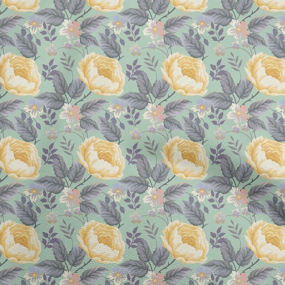 oneOone Polyester Spandex Dusty Teal Green Fabric Floral Sewing Craft Projects Fabric Prints By Yard 56 Inch Wide