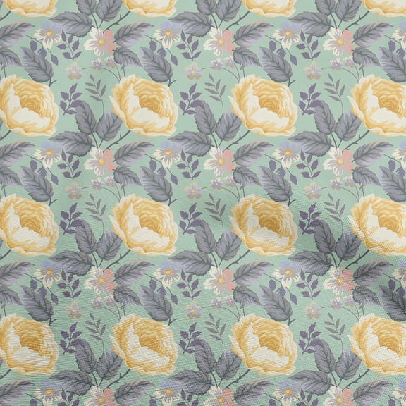 oneOone Polyester Spandex Dusty Teal Green Fabric Floral Sewing Craft Projects Fabric Prints By Yard 56 Inch Wide