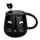 thumbnail image 1 of Preciosa taza de café de cerámica con tapa y preciosa cuchara de acero inoxidable, taza de té de café con leche de 400 ml., 1 of 6