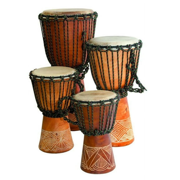 Djembe Beginner carved,10" tall, 5-6" head