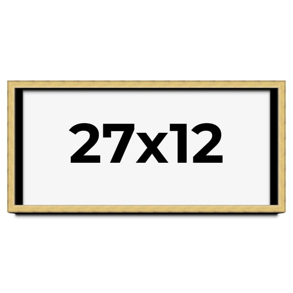 27x12 Shadow Box Frame Gold | 1.375 Inches Deep Real Wood Contemporary Shadowbox Display Frame | UV