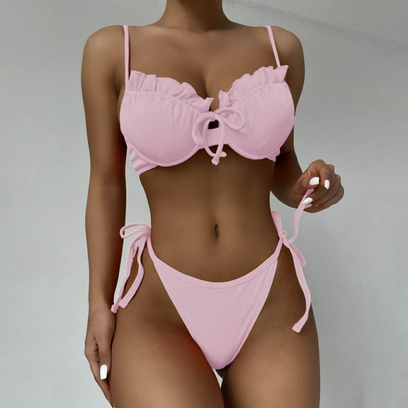 Lilgiuy Women's Fashion Bikini Sets Charming Swimming Bathing Adult Two Piece Swimsuit Bathing Suit High Waisted Swimwear Clearance on Sales