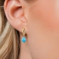 thumbnail image 3 of Gem Stone King 10K Yellow Gold Swiss Blue Topaz and Lab Grown Diamond Stud Dangle Earrings for Women | 2.01 Cttw | Gemstone November Birthstone | Pear Shape 8X5MM, 3 of 6