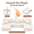 thumbnail image 3 of JOIVI Indoor Modular Sectional Sofa, 132'' Corduroy Cloud Couch with Double Chaise, U Shaped Sofas with Deep Seat, Comfy Fluffy Plush Couches, No Assembly Required, White, 3 of 11