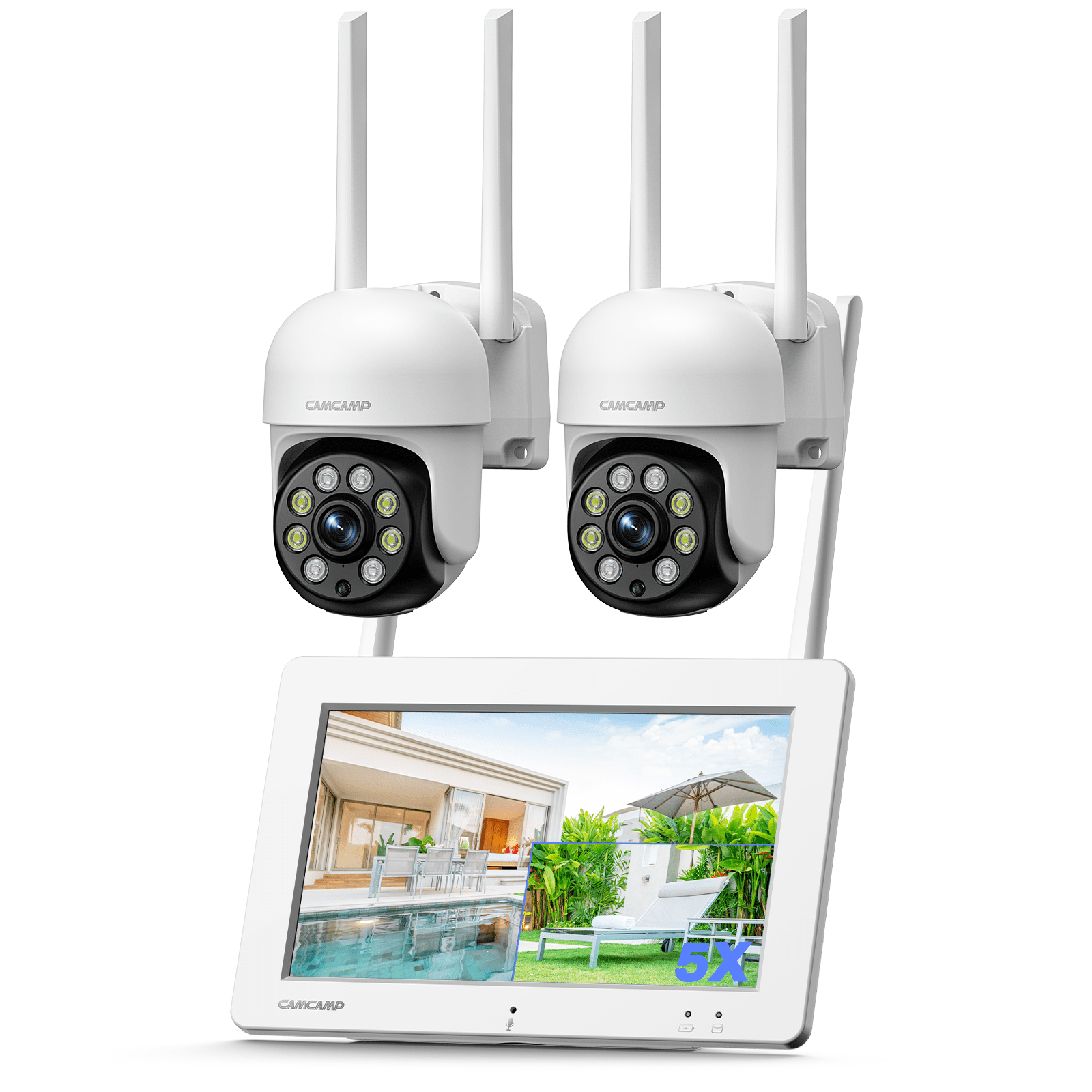 Toguard SC26 2K/3MP Wired Security Camera System Outdoor with 7" Monitor PTZ Dome Surveillance Camera WiFi Wireless Connector