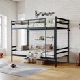 thumbnail image 2 of Leumius Metal Bunk Bed Twin Over Twin,Heavy Duty Bed Frame with Safety Guard Rails and Space-Saving Design,Steel Bed for School, Bedroom,Black, 2 of 11
