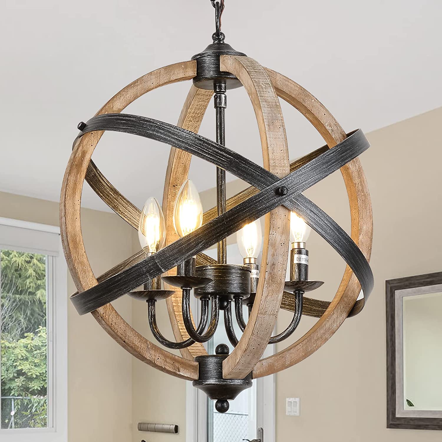 Farmhouse Chandelier Light Fixtures，4Light Dining Room Light Fixtures